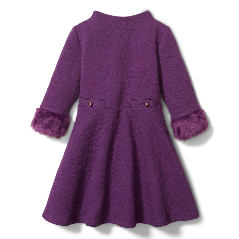 NIB Janie and Jack Jacquard Faux Fur Cuff Dress